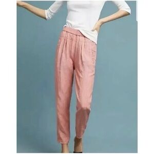 Anthropologie Coral Striped
Linen Crop Pant